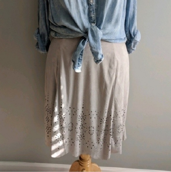 Cato Dresses & Skirts - Cato Faux Suede Scallop Hem Laser Cut Skirt 20W